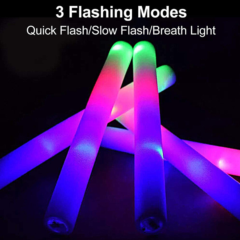 Promotional RGB Foam Multi Color Flashing Baton Light Glow LED Foam Stick