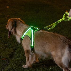 High Visibility LED Dog Harness USB Rechargeable Flashing Dog Harness For Night Safety Walking