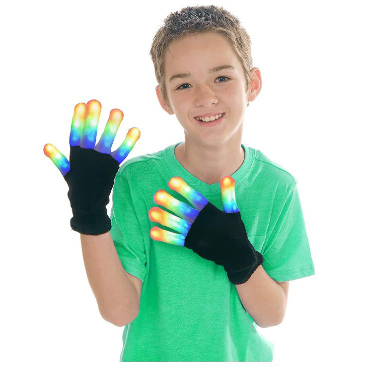 Custom finger light up mitten party laser rgb flashing light led gloves