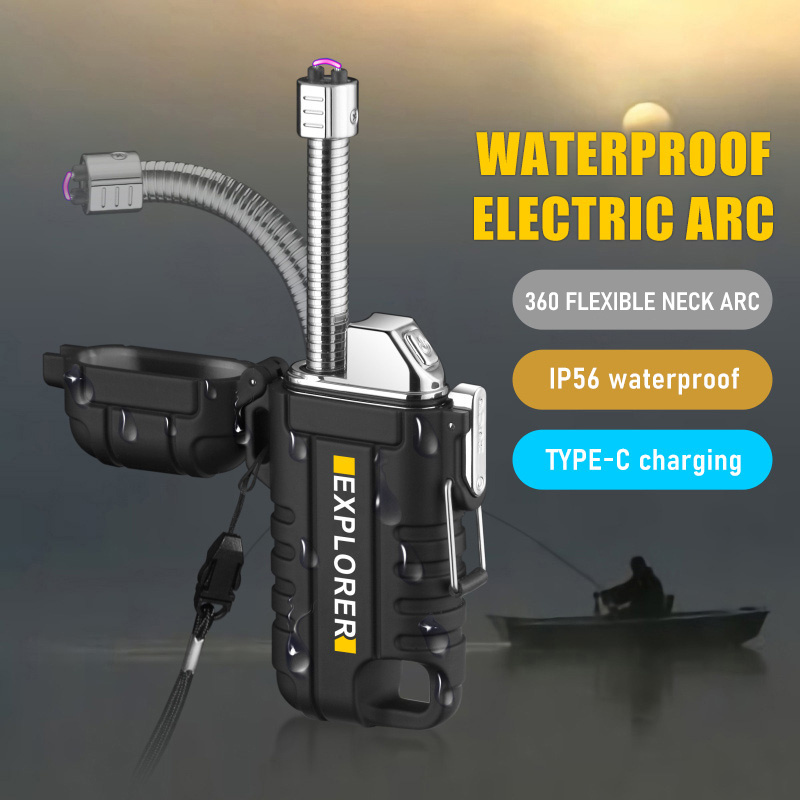 USB Rechargeable Outdoor Waterproof Camping BBQ Lighters Electric Dual ARC Plasma Lighter