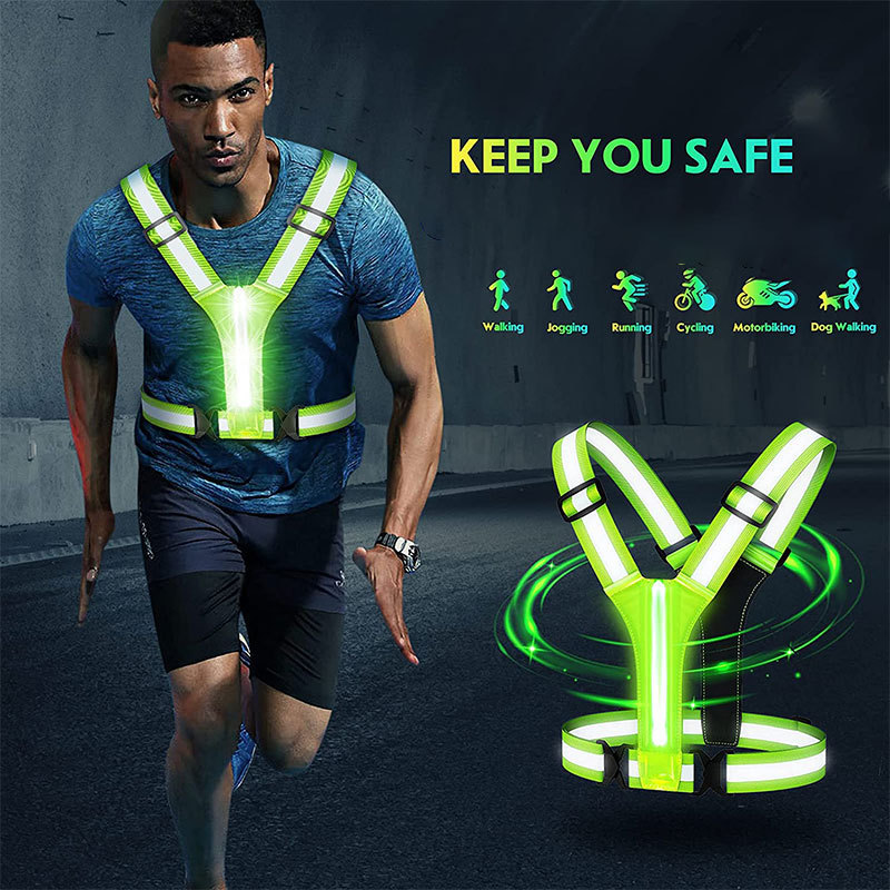 High Visibility USB Rechargeable LED Light Up Vest LED Reflective Vest Running Gear For Walkers