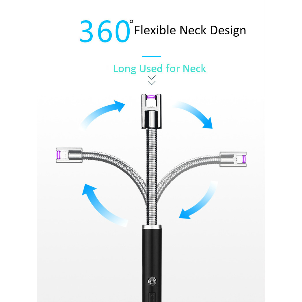 New Rotatable Safety Electric USB Candle Lighters Plasma Arc Lighter With LED Battery Display