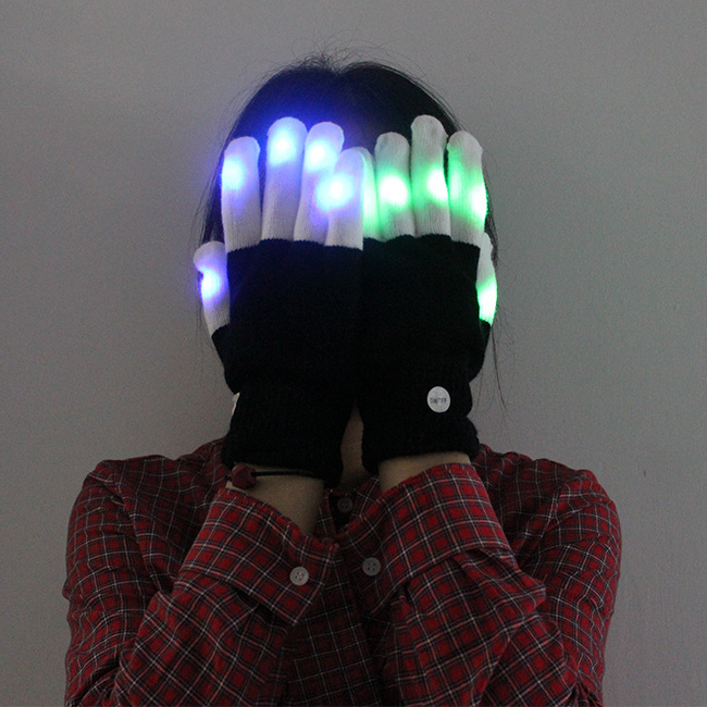 Custom finger light up mitten party laser rgb flashing light led gloves