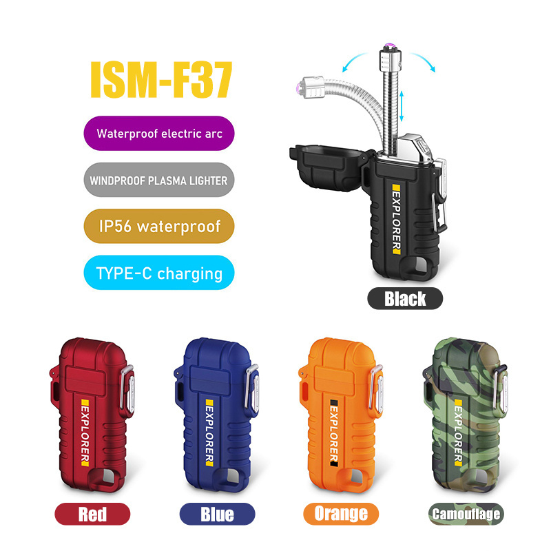 USB Rechargeable Outdoor Waterproof Camping BBQ Lighters Electric Dual ARC Plasma Lighter