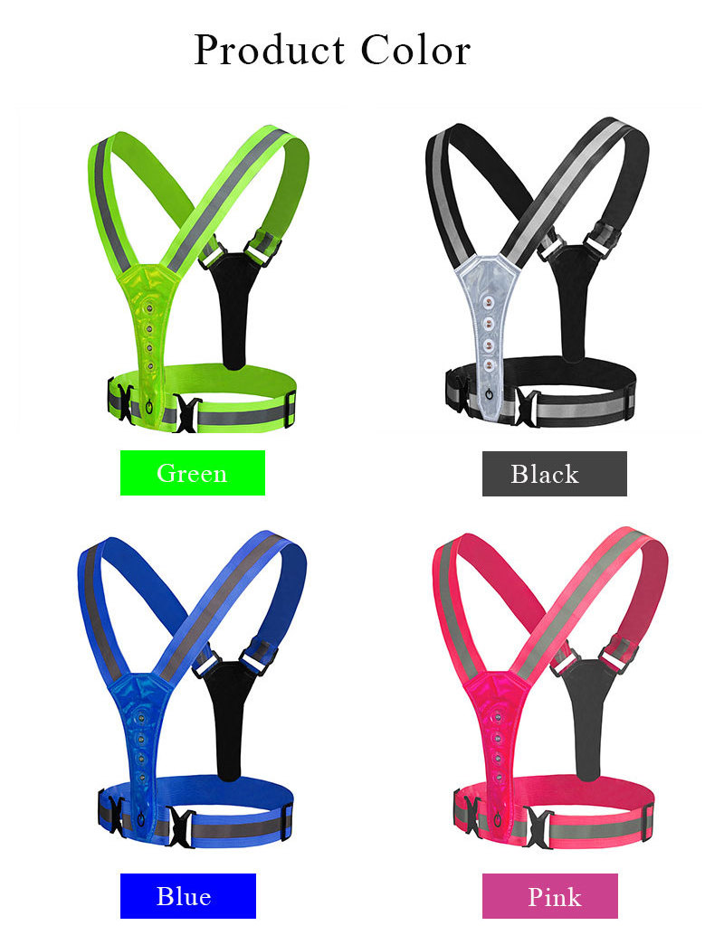 High Visibility USB Rechargeable LED Light Up Vest LED Reflective Vest Running Gear For Walkers