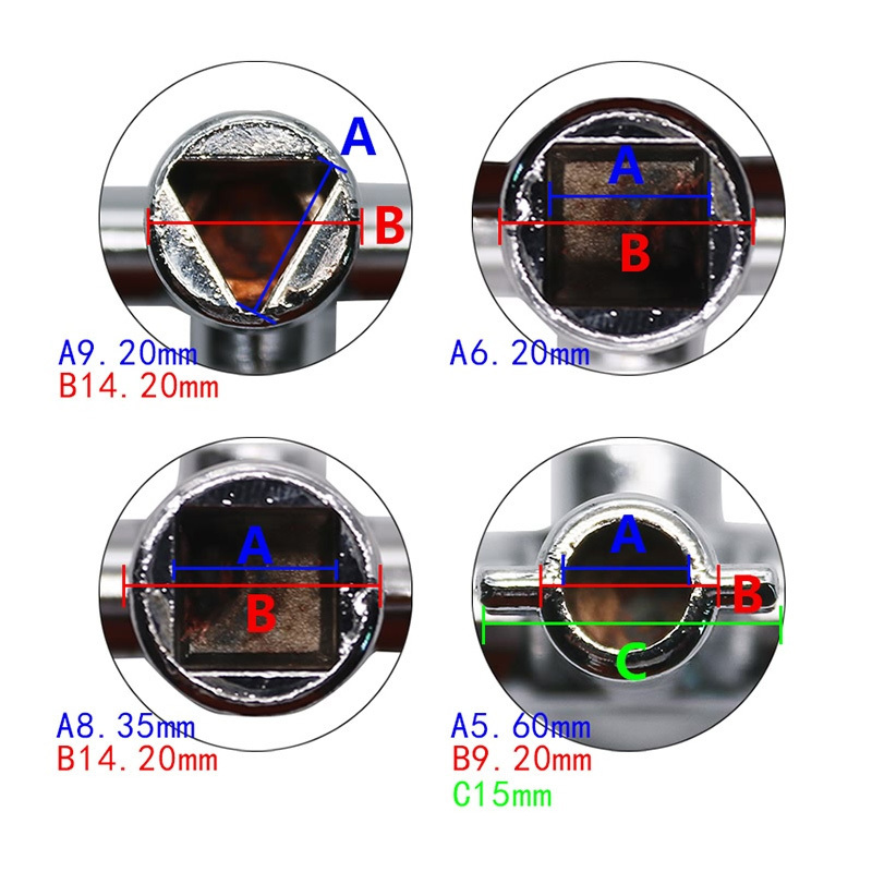 4 Way Universal Cross Triangle Wrench KEY for Train Electrical Elevator Cabinet Valve Alloy Triangle