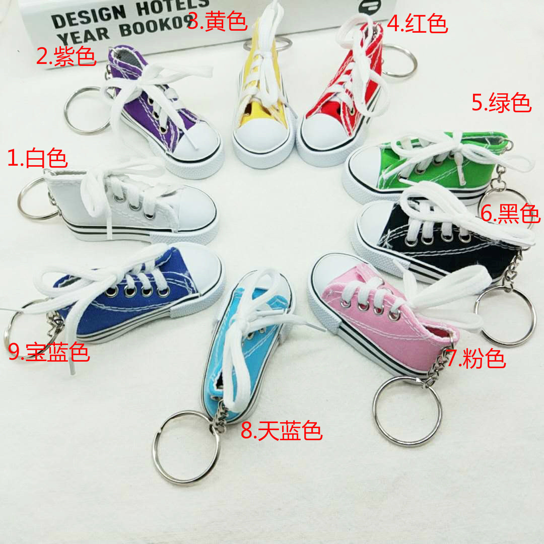 Wholesale Creative Mini Plimsolls Shoes Charm Pendant Keyring Canvas Sneakers Keychain for Handbag Decoration Gifts