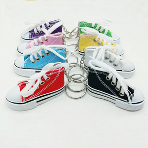 Wholesale Creative Mini Plimsolls Shoes Charm Pendant Keyring Canvas Sneakers Keychain for Handbag Decoration Gifts