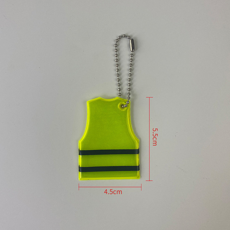 Wholesale Custom Design Eco-friendly Reflector PVC Badge Reflective Hanger Safety Vest Keychain