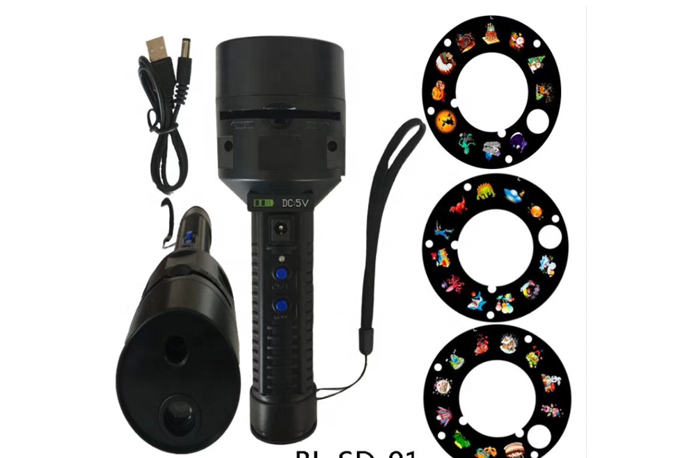 Festive multi-color LED Flashlight promotional holiday logo projector gift with 36 patterns &   white LED Flashlight