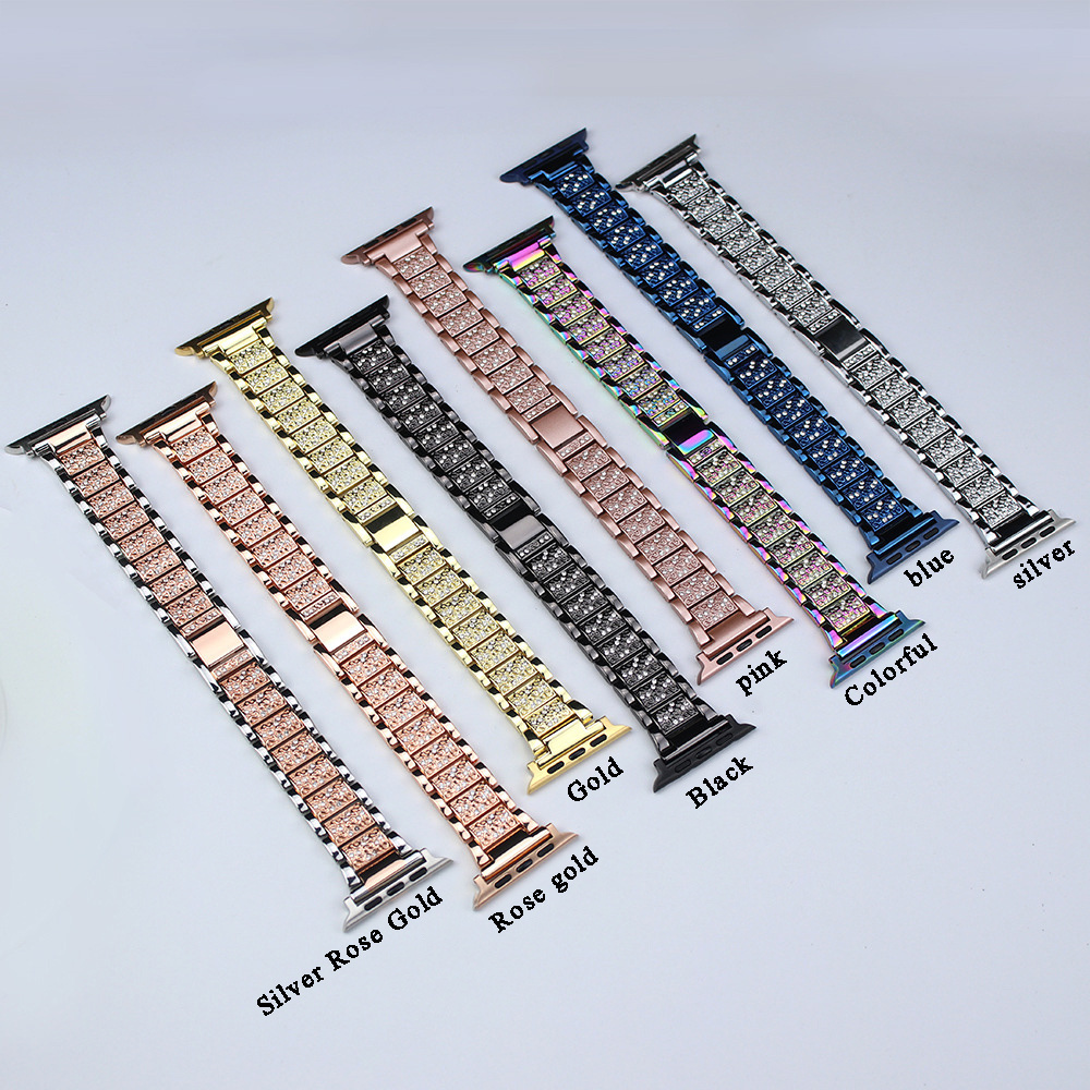 Luxury watch band replacement stainless steel strap women diamond strap for iwatch 9/8/7/6/5/4/3