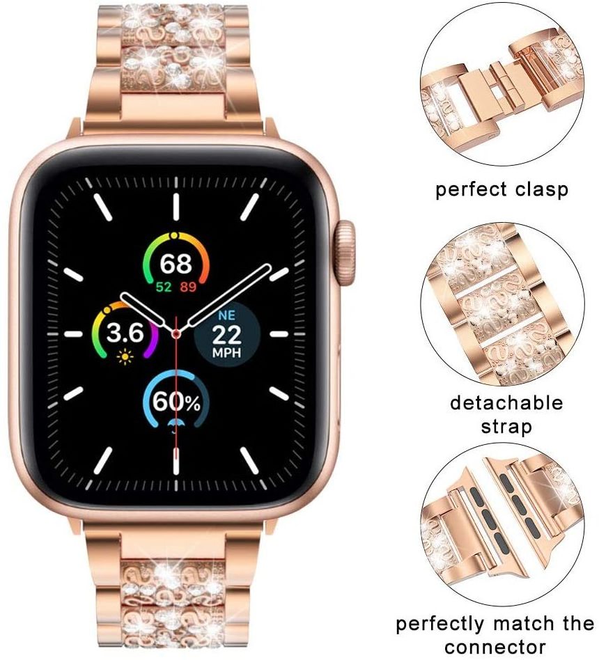 Luxury watch band replacement stainless steel strap women diamond strap for iwatch 9/8/7/6/5/4/3