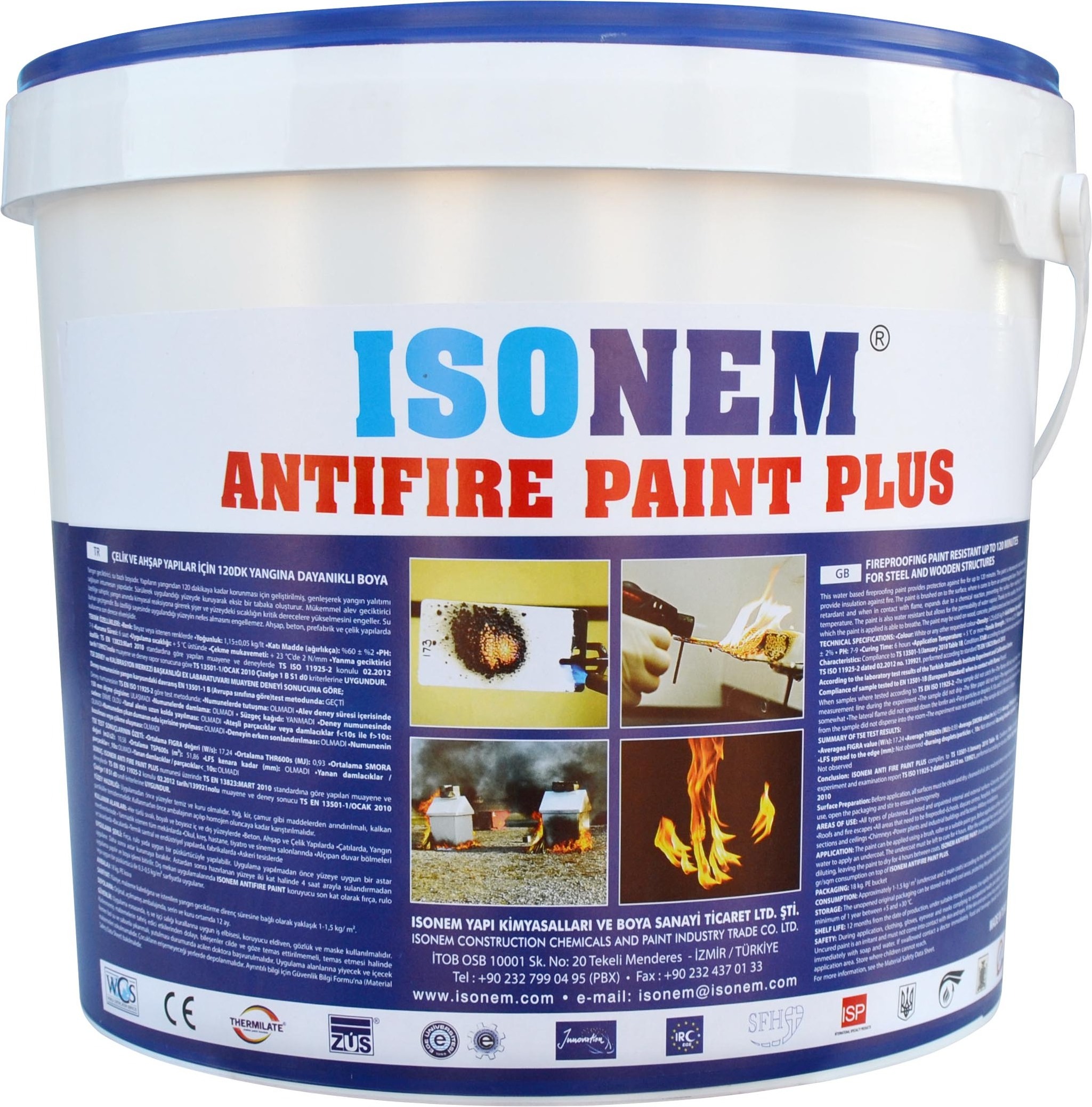 ISONEM ANTIFIRE PAINT PLUS  FIRE RETARDANT FIREPROOFING PAINT FOR STEEL, WOOD AND CONCRETE STRUCTURES, MANUFACTURER FROM TURKEY