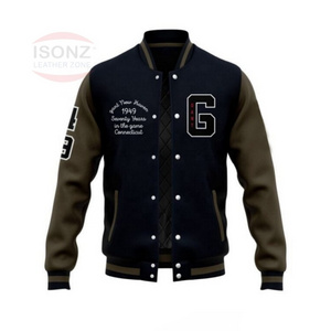 High quality Hot selling custom cool style fleece winter baseball bomber leather varsity jackets for men