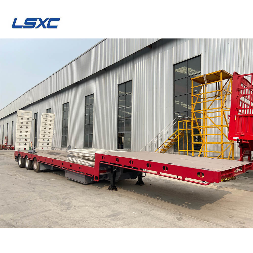 LISHIXIN 3 4 Axle 60 80 Ton Gooseneck Lowboy Lowbed Truck Trailer Low Bed Semi Trailer For Sale