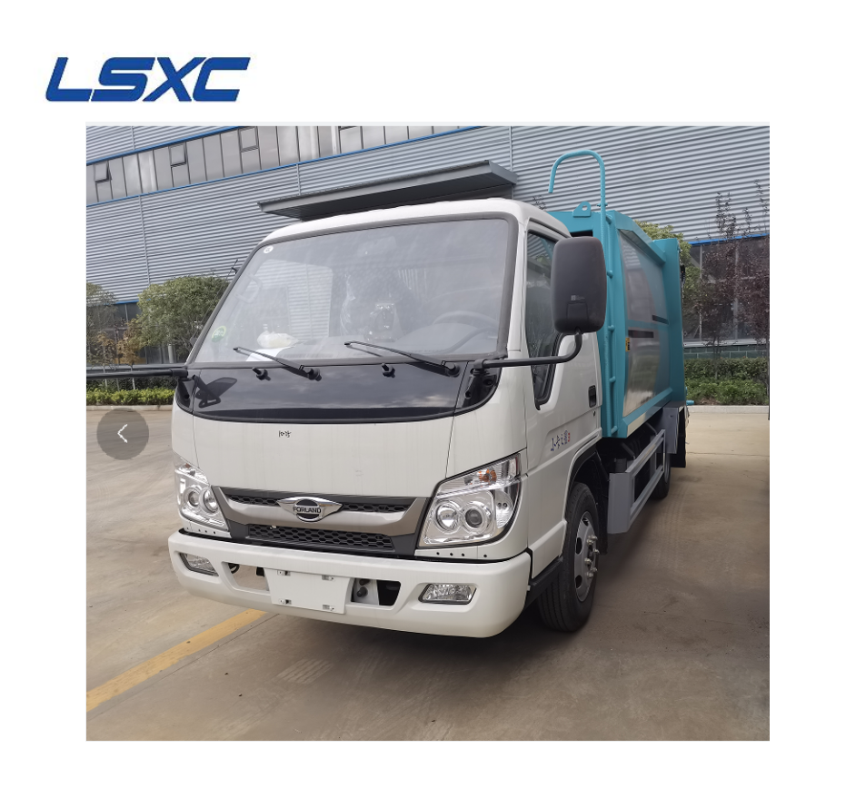 New Foton compression garbage truck multi-way valve oil pump configuration small bucket flip rear lock door design