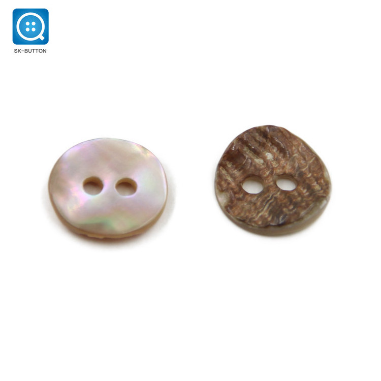 custom wholesale supply Two-hole round buttons for shirt natural abalone shell button