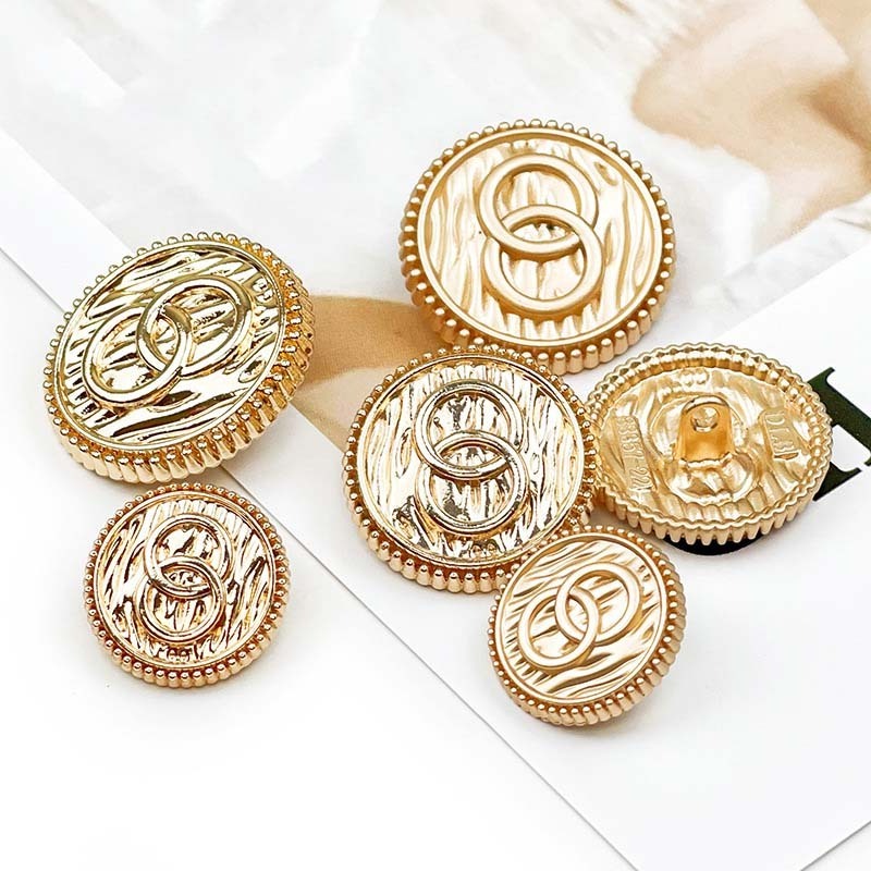 OEM custom Alloy Cloth Buttons Suit Blazer Coat Gold Sew pearl Metal logo brand shank button for clothes