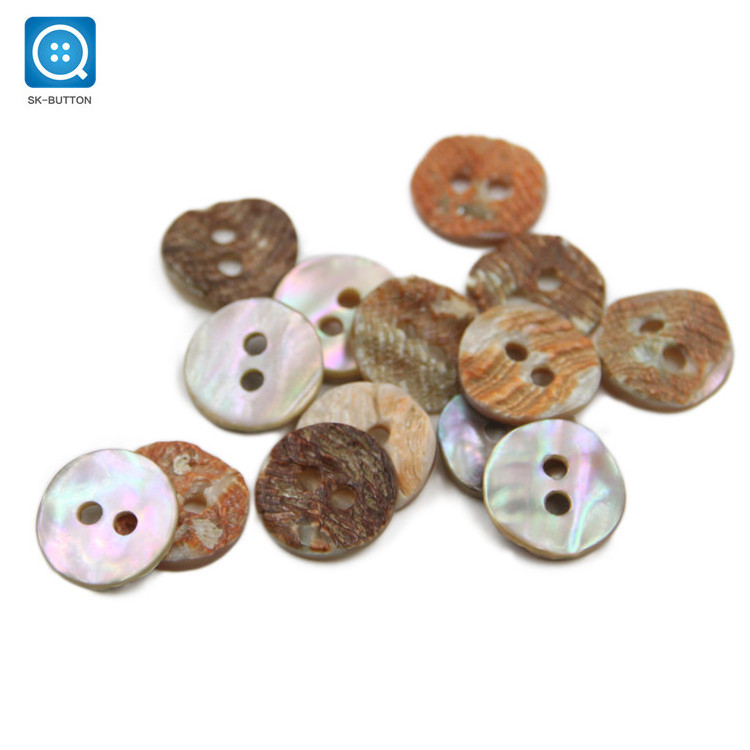 custom wholesale supply Two-hole round buttons for shirt natural abalone shell button