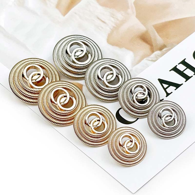 OEM custom Alloy Cloth Buttons Suit Blazer Coat Gold Sew pearl Metal logo brand shank button for clothes