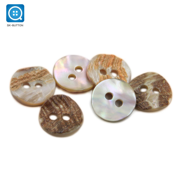 custom wholesale supply Two-hole round buttons for shirt natural abalone shell button