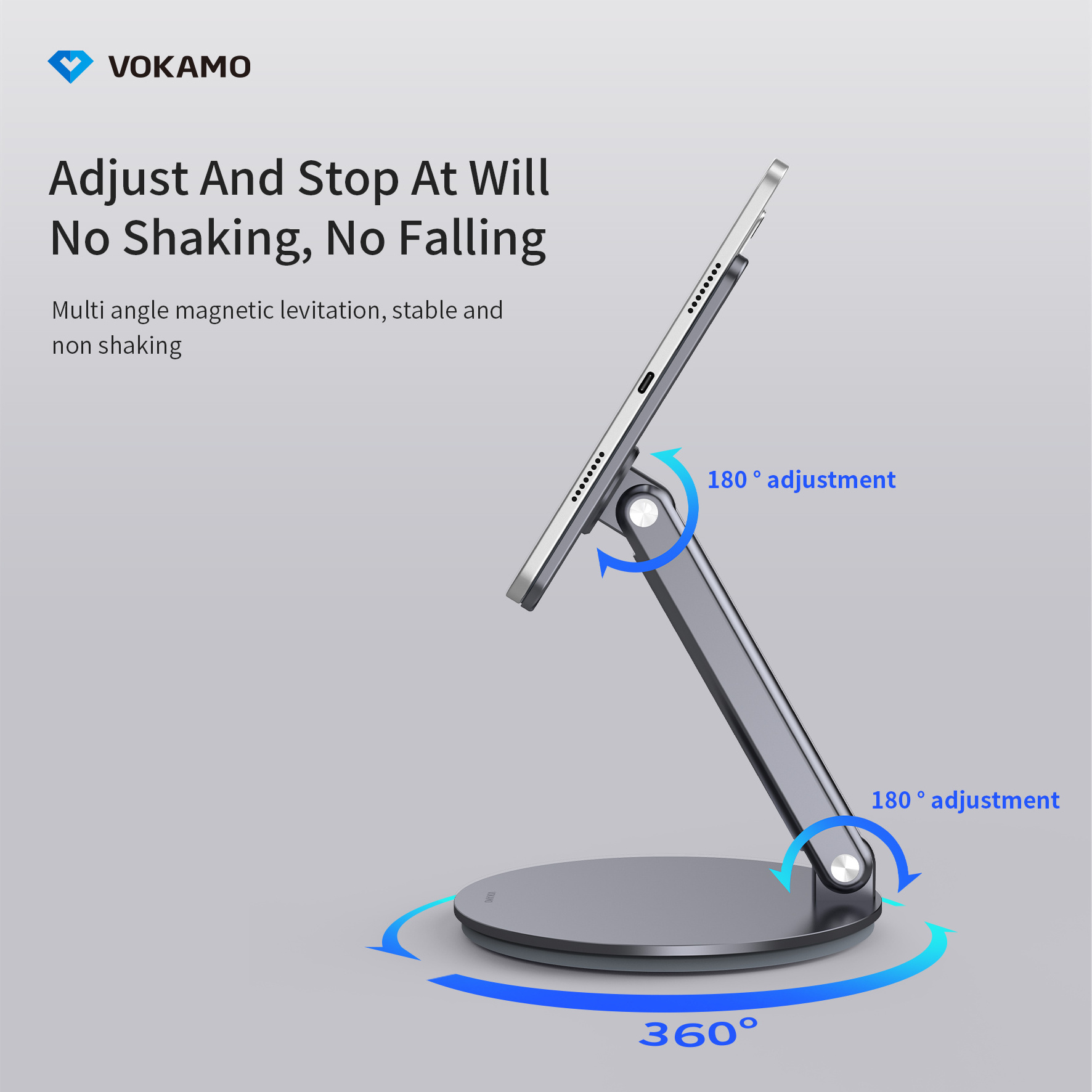 VOKAMO Aluminum Alloy Tablet Holder Stand Universal Rotatable Foldable Tablet Stand For Ipad