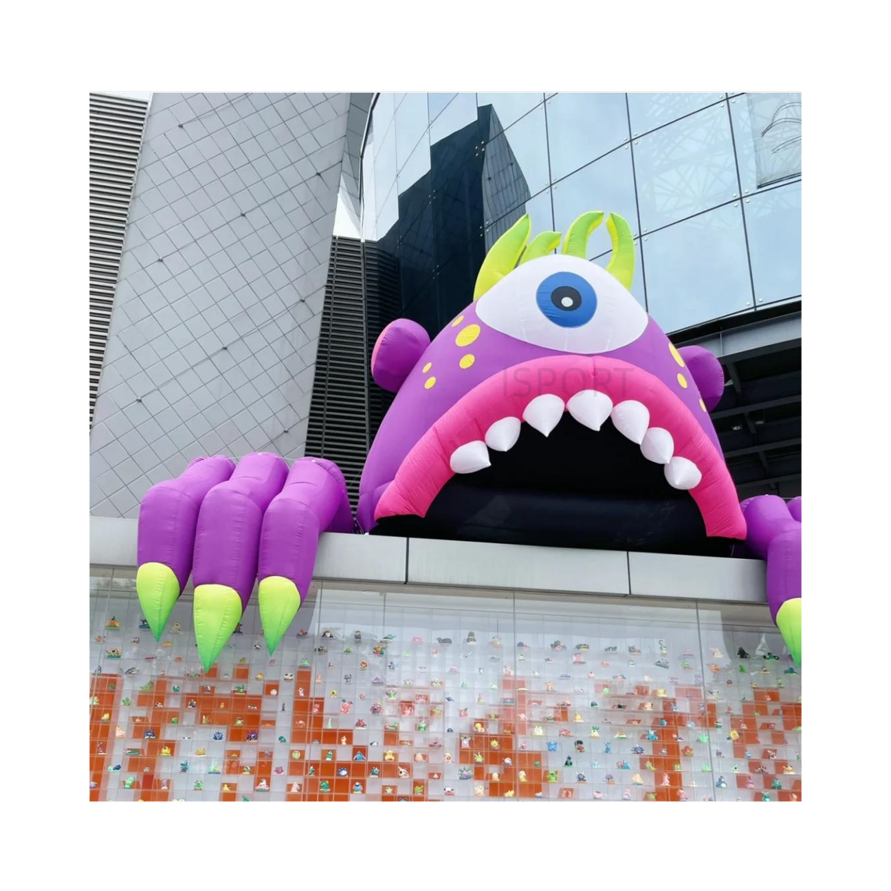 Green nails one eye building decoration inflatable alien monster