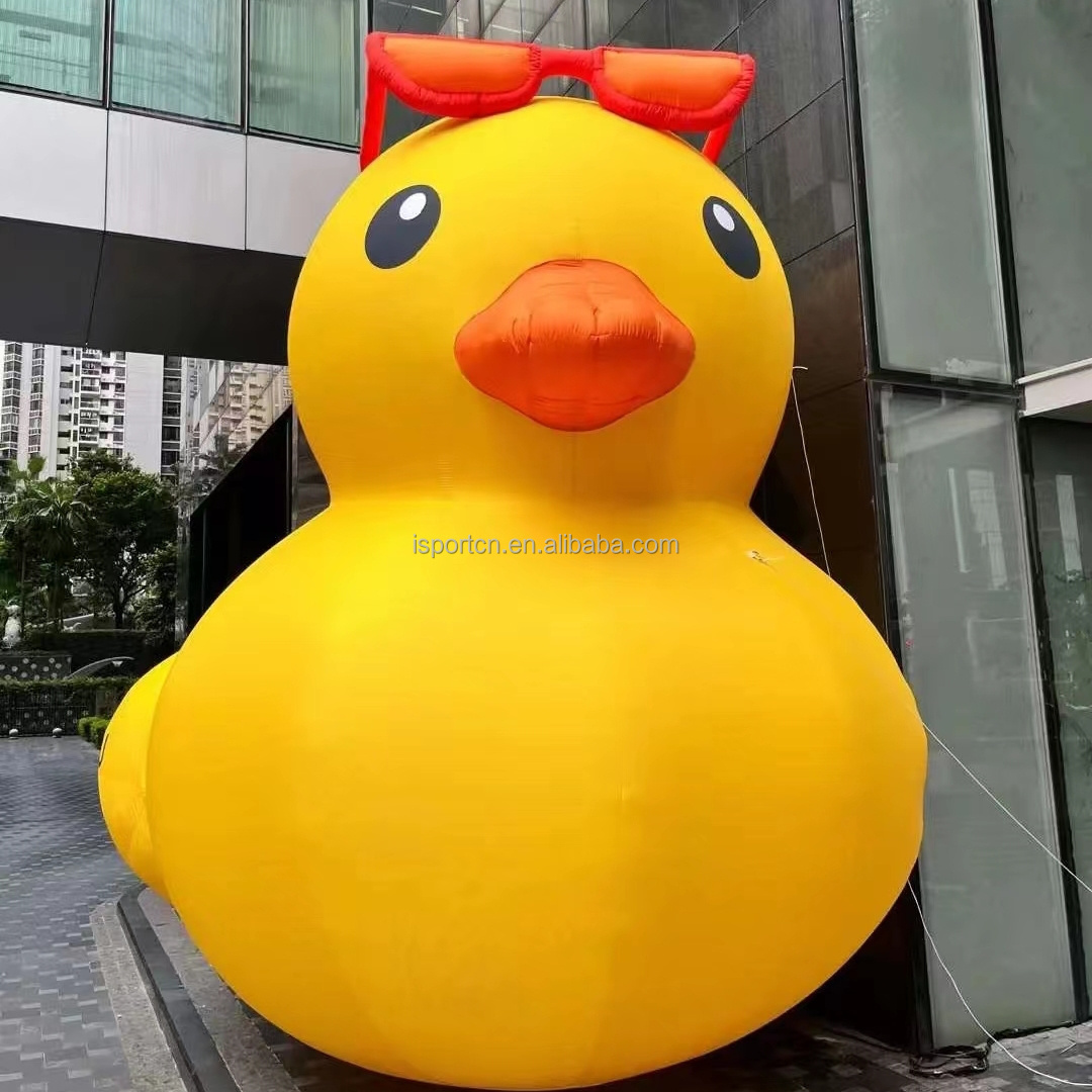 customized 5mH inflatable lovely yellow Duck model Oxford cloth for decoration or outdoor display