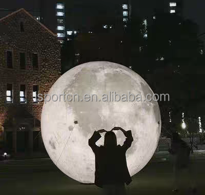 Blow Up Giant Inflatable Moon with LED Lights, Outdoor Inflatable Planet Balloon Earth Globe Moon Balloon for Decoration