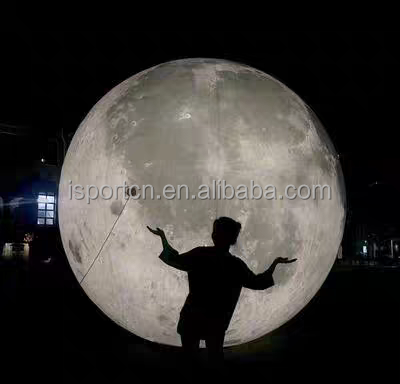 Blow Up Giant Inflatable Moon with LED Lights, Outdoor Inflatable Planet Balloon Earth Globe Moon Balloon for Decoration