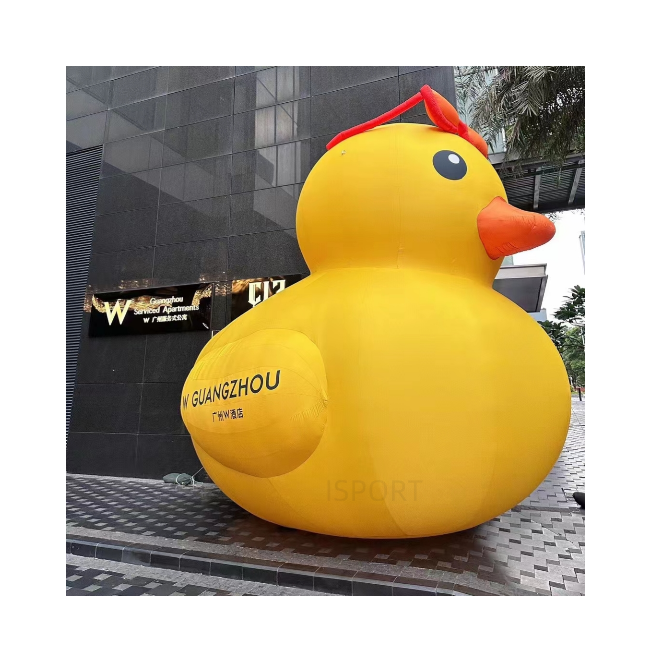 customized 5mH inflatable lovely yellow Duck model Oxford cloth for decoration or outdoor display