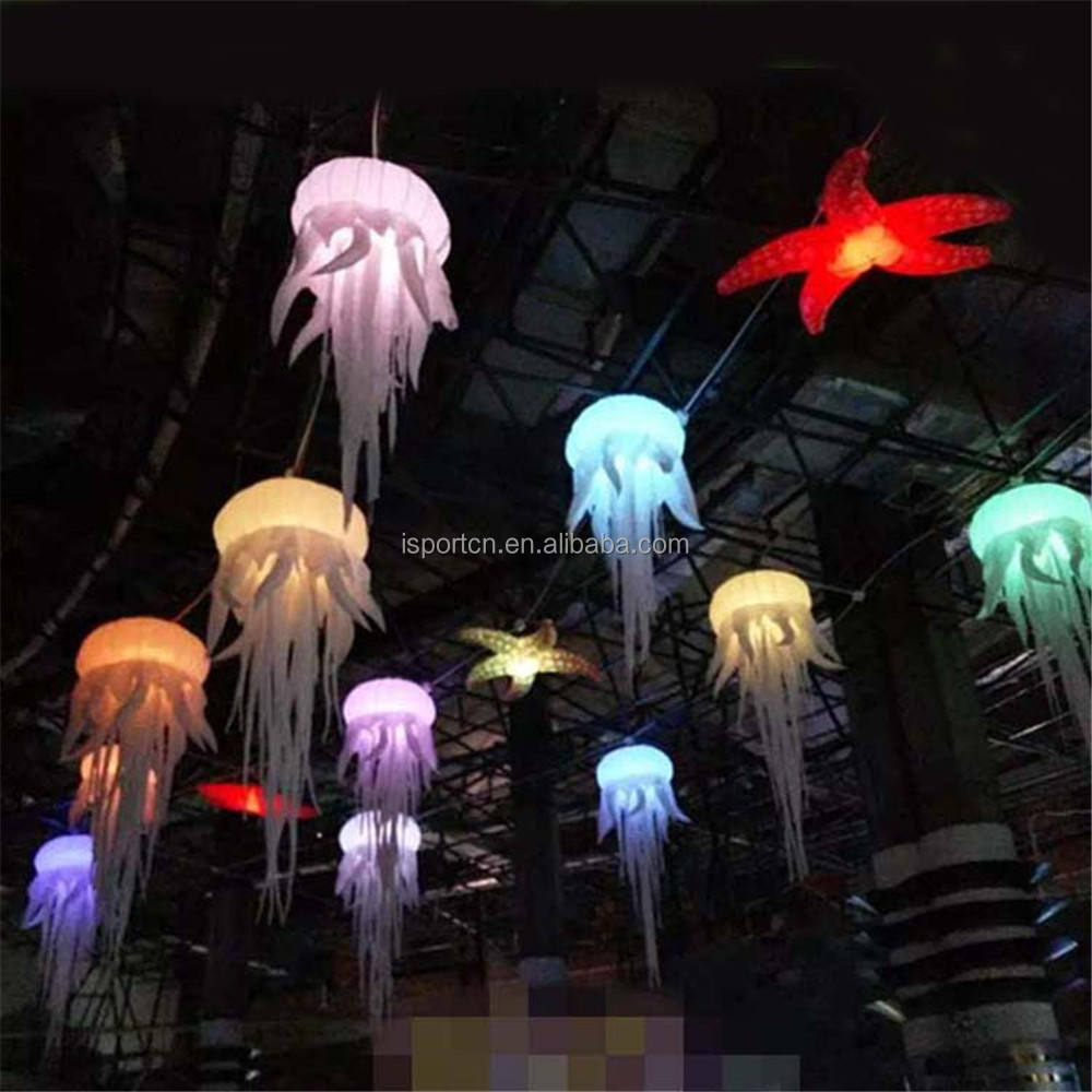 Hanging Beautiful lighting Inflatable Jellyfish With LED for Nightclub Ceilling or Music Party Decoration