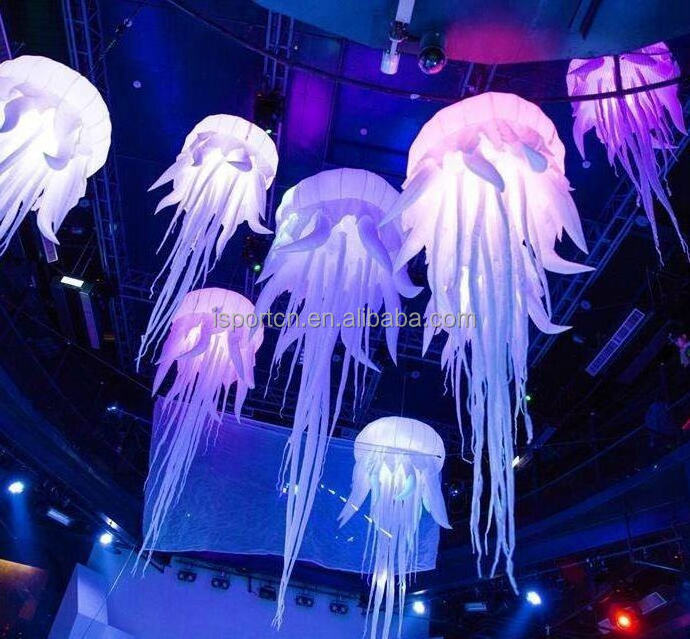 Hanging Beautiful lighting Inflatable Jellyfish With LED for Nightclub Ceilling or Music Party Decoration