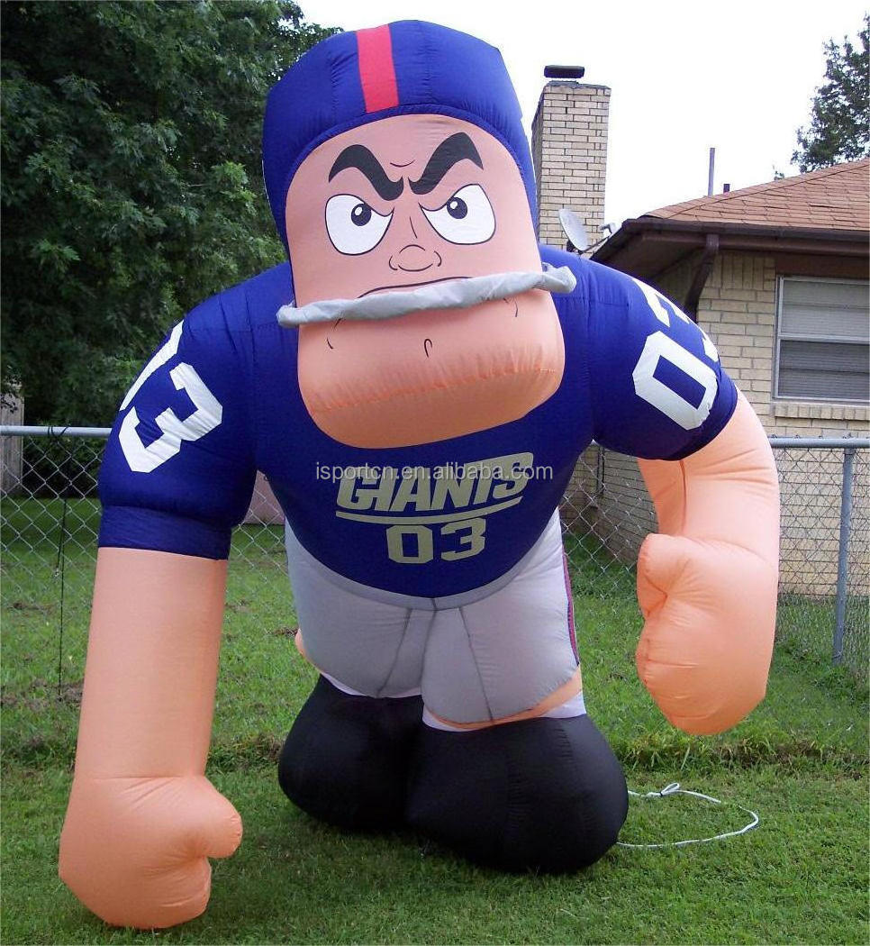 Customized giant inflatable football player model, inflatable bubba football player for sale