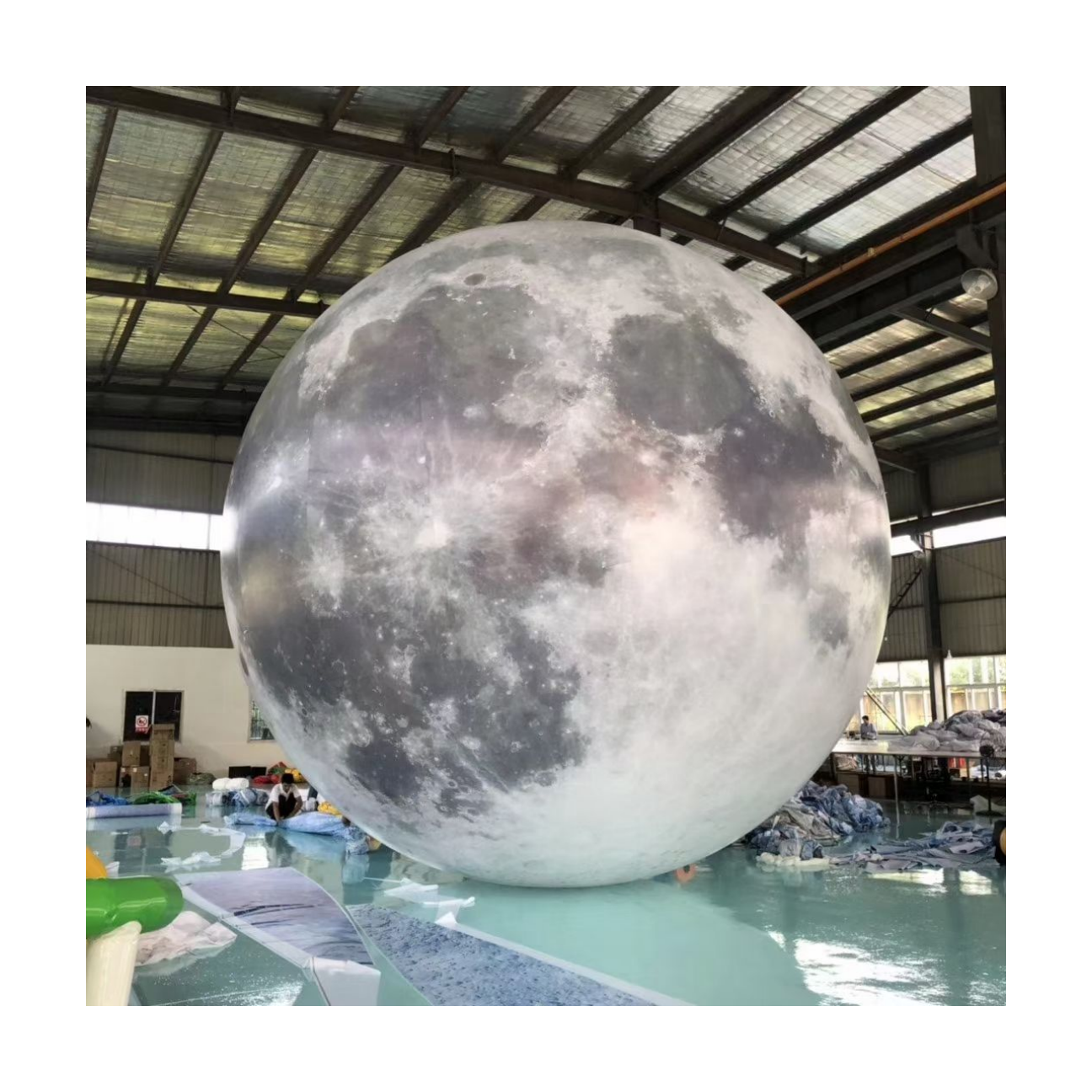 Blow Up Giant Inflatable Moon with LED Lights, Outdoor Inflatable Planet Balloon Earth Globe Moon Balloon for Decoration