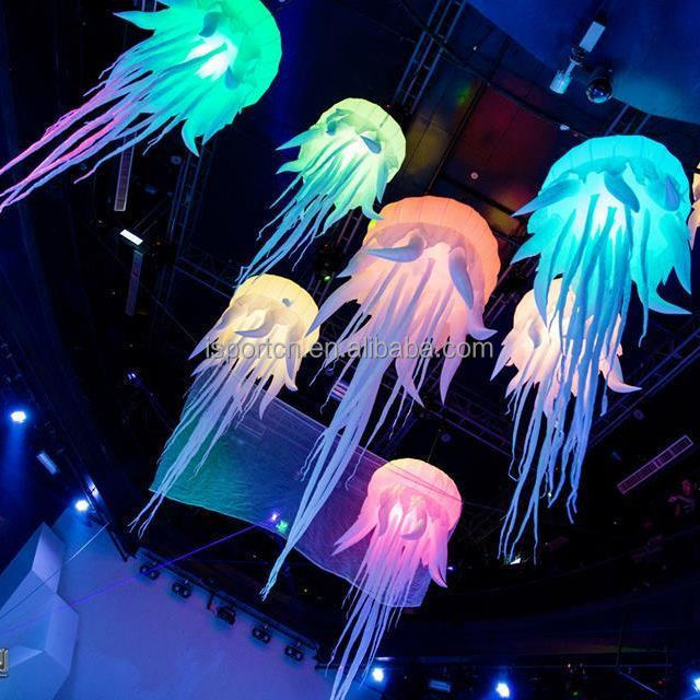 Hanging Beautiful lighting Inflatable Jellyfish With LED for Nightclub Ceilling or Music Party Decoration