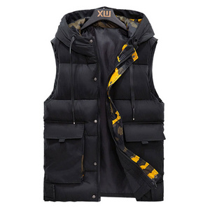 Hot selling 2022 fashion winter sleeveless bubble jackets custom utility hood puffer vest for men