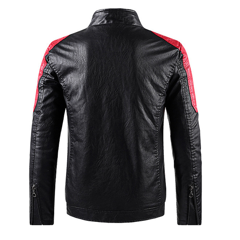 2022 Autumn utility fleece PU windbreaker coat clothing custom embroidered leather motorcycle jacket for men