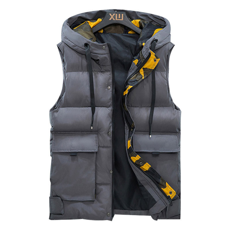 Hot selling 2022 fashion winter sleeveless bubble jackets custom utility hood puffer vest for men