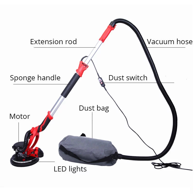 H202 220V Double LED Strip Giraffe Sander Electric wall putty plaster grinding Machine