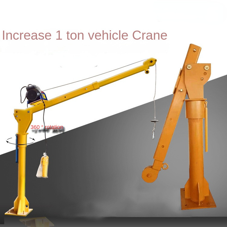 12v 24v 220v 1 Ton Truck Crane Pickup Truck vehicle Crane Portable Small Crane Small Cantilever CraneIt 360 rotate