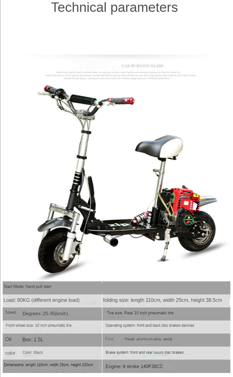 49cc 4 Four-stroke Gasoline Gas Scooters Motorized Scooter Gasoline 49cc Motorcycle