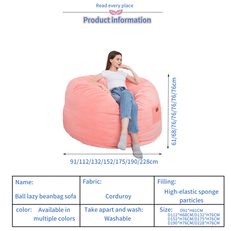 (no filling) dropshipping  custom 6ft 7ft fur fabric giant beanbag cover Soft Fluffy Faux Fur big Round Bean Bag Lazy Sofa chair