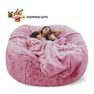 iStapromo Gifts No filling 5ft 6ft 7ft Large Lazy Sofas Living Room Chairs Soft Flannel Faux Fur Giant Foam Cover Bean Bag