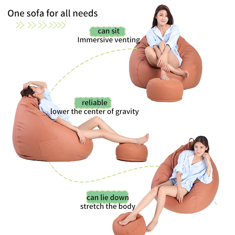 no filling Modern sofa Bean bag  sofa chairs Comfortable soft lazy sofa Chairs use for living room