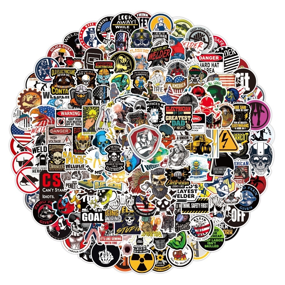 150-200 best selling cross border helmets electricians graffiti stickers waterproof luggage skateboards front helmet stickers