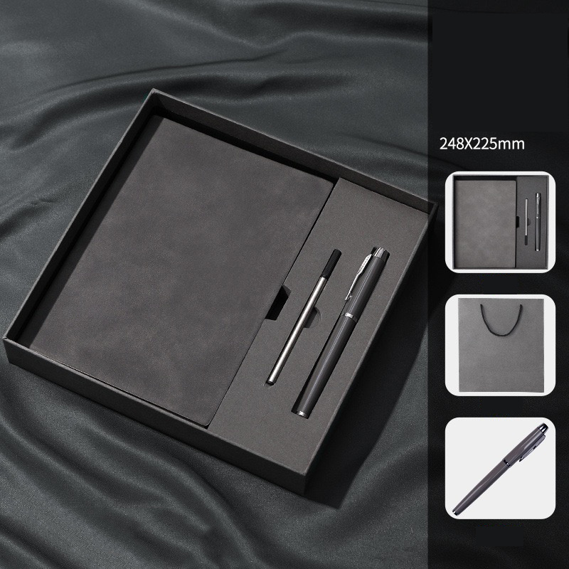 High quality Manufacturer A5 leather Notebook and pen refill gift set custom logo business  notebook and pen gift set wholesale