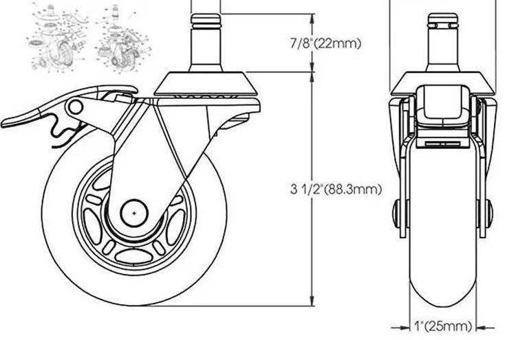 Office Chair Caster Wheels (Set of 5) Floors Including Hardwood - Perfect ReplacHeavy Duty & Safe for Alement for Desk Floor