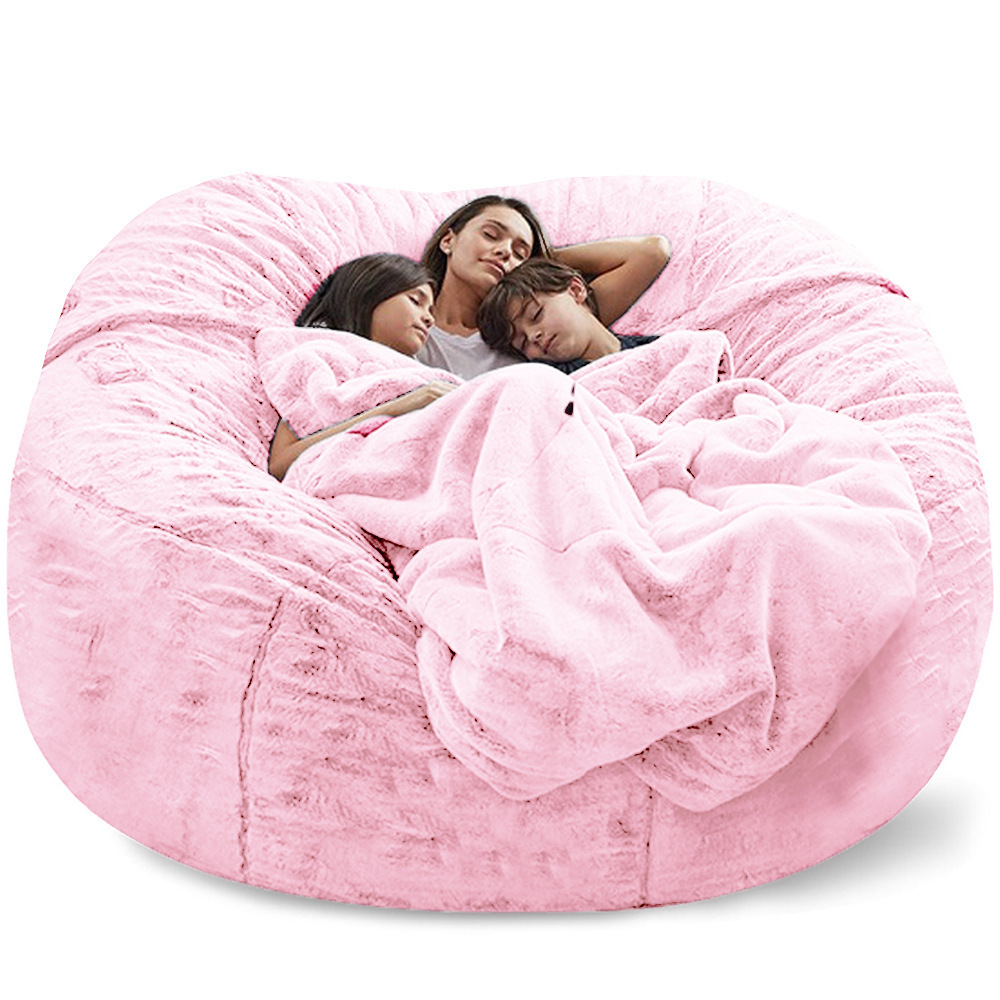 iStapromo Gifts No filling 5ft 6ft 7ft Large Lazy Sofas Living Room Chairs Soft Flannel Faux Fur Giant Foam Cover Bean Bag