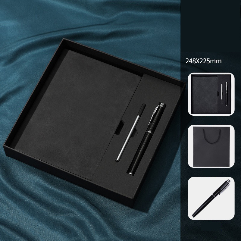 High quality Manufacturer A5 leather Notebook and pen refill gift set custom logo business  notebook and pen gift set wholesale